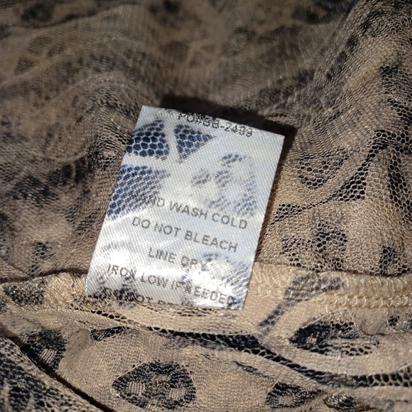 Origami Lace Hi Low Vest Womens L Boho Star Taupe Black Boho Western Layering - Picture 10 of 11